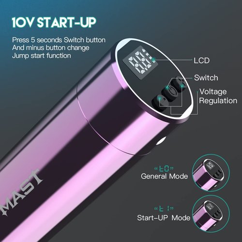 Mast Tour Y22 Wireless Tattoo Pen Machine Kit - Professional Rotary Cartridges Tattoo Pen Lightweight Battery Power Supply Great for Tattooers & Permanent Makeup (Pink-4)