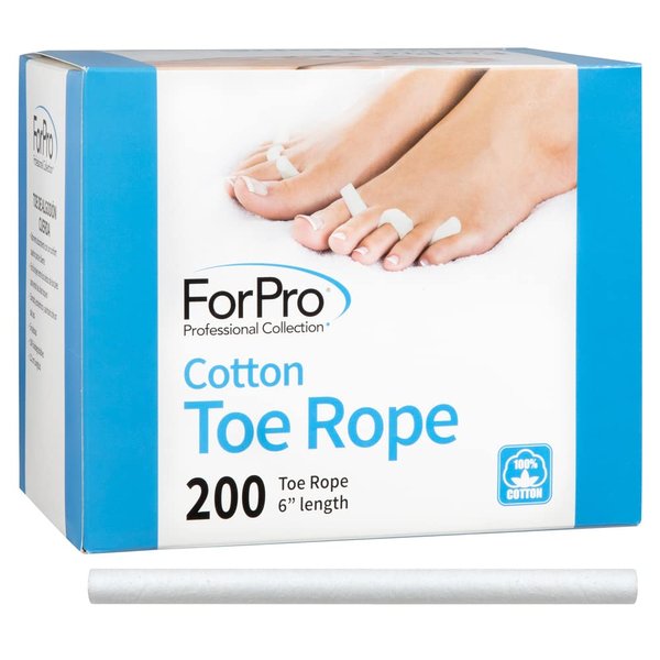 ForPro Cotton Toe Rope, Pedicure Toe Separator, Lint-Free, Biodegradable Cotton, 6” L, 200-Count