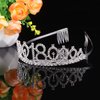 Beaupretty 18th Birthday Crystal Crown Rhinestone Princess Tiara Headband with Hair Comb for Birthday Party Wedding Bridal Decor (Silver)