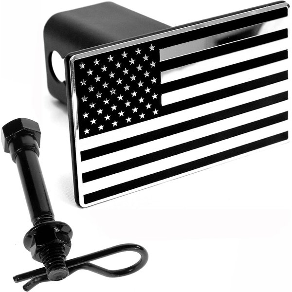eVerHITCH US American Black & Chrome Flag Emblem Trailer Metal Hitch Cover Fits 2" Receivers