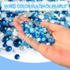 Euddty 50g Flatback Pearls and AB Rhinestones Set Half Pearls for Crafts Mixed Size 3mm-10mm Flat Back Pearl for Nail Art and Crafts and Decoration (Blue Series)