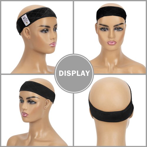 GEX Wig Grip Band Adjustable Velvet Non-Slip Breathable Head Band to Keep Wig Secured and Prevent Headaches (Black)