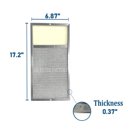 2-PACK Air Filter Factory 6-7/8 x 17-1/8 x 3/8 Inches Range Hood Aluminum Lens Grease Filters