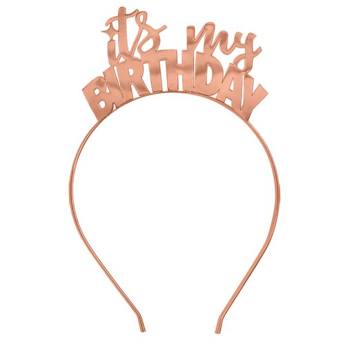 RhinestoneSash Birthday Tiara Rose Gold - It's My Birthday Tiara Headband - Birthday Party Decorations, Hair Accessories- HdBd(ItMyBD) RG