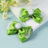 2PC Green Fairy Hair Bow Clips for Girls Women 4 Inch Toddler Princess Costume Dress Up Accessories for Tinkerbell
