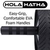 HolaHatha Compact Exercise Fitness Abdominal Core Building Workout Single Non Slip Ab Roller Wheel Equipment with Handles for Home Gym and Toning