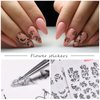 EBANKU 12 Sheets Black White Nail Art Sticker, Leaves Retro Flower Vine Pattern Decals French Classic Simple Self Adhesive Decals, for Girl Women Nails Art DIY Decoration