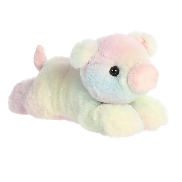 Aurora® Adorable Mini Flopsie™ Piglet Stuffed Animal - Playful Ease - Timeless Companions - Rainbow 8 Inches