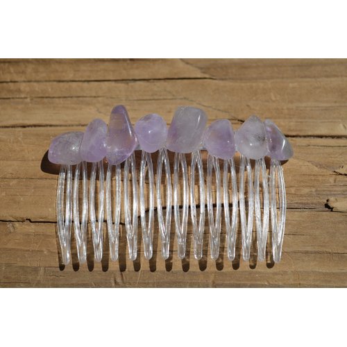 Lilac Amethyst Stone Hair Comb