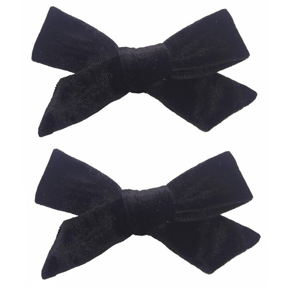 Spenlly 2Pcs Girls Velvet Bow Hair Clips 4 Inch Bow Hair Barrettes Hair Accessories for Baby Girls Kids (Black)