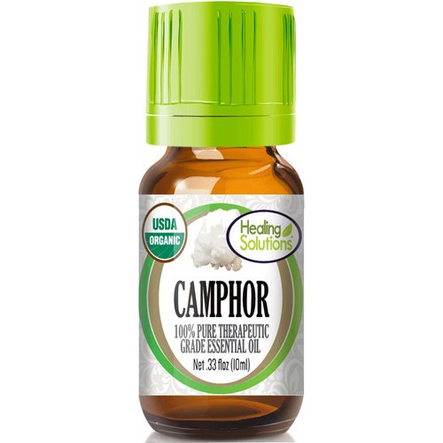 Healing Solutions Oils - 0.33 oz Camphor Essential Oil Organic, Pure Undiluted Camphor Oil for Hair Diffuser Skin - 10ml - Camphor Oil Pure Organic for Skin - Therapeutic Grade Camphor Essential Oil