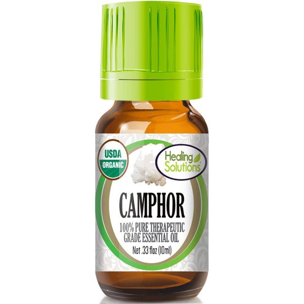 Healing Solutions Oils - 0.33 oz Camphor Essential Oil Organic, Pure Undiluted Camphor Oil for Hair Diffuser Skin - 10ml - Camphor Oil Pure Organic for Skin - Therapeutic Grade Camphor Essential Oil