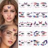 Generic 10 Sheets 4th of July Temporary Tattoos Stickers Face Eye Body Makeup Red White Blue USA Flag Star Hat Heart Women Girls Men Patriotic Party Decor Supplies