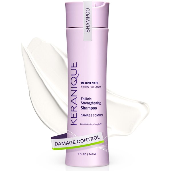 Keranique Scalp Replenishing Keratin Shampoo Damage Control for Thinning Hair, Hair Growth | Keratin Amino Complex, Free of Sulfates, Dyes and Parabens, 8 Fl Oz