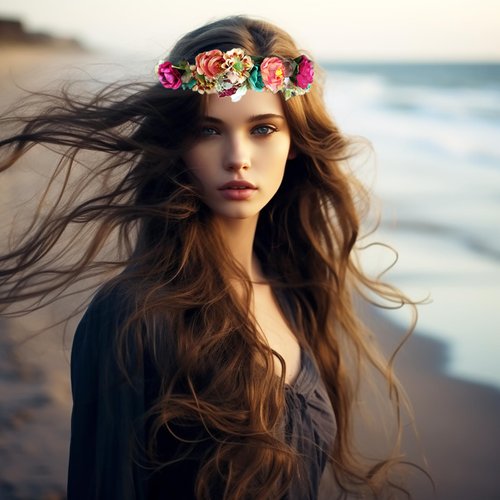 LLinfflr Women Floral Crown Flower Garland Headband Hair Wreath Floral Halo Headpiece Boho with Ribbon Wedding Party Photos