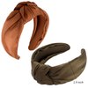 VELSCRUN 2 Pack Satin Wide Knotted Headbands for Women Brown Women Fashion Headband Non Slip Head Bands Silk Headband Elastic Turban Hair Band Hair Styling Accessories Womens Sisters Girls Gifts