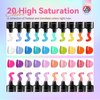 SAVILAND 20 Colors Poly Nail Extension Gel Kit Bright Rainbow Pink Purple Blue Color Collection Poly Gel Nail Kit for Daily Nail Art DIY Home Nail Salon