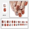 Halloween Nails Skeleton Press on Nails Short Length Fake Nails Square Shaped False Nails with Star Moon Halloween Designs for Glossy Acrylic Nail Full Cover Art Kit for Women 24 Pcs