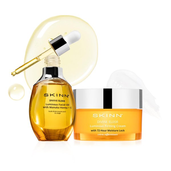 Luminous Facial Oil and Face Firming Cream Set - Anti-Aging Skin Care Duo to Reduce Fine Lines, Wrinkles & Strengthen Skins Barrier with Vitamin C & Manuka Honey