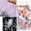 Nail Charms Flower Butterfly Bear Bow, 2400pcs 3D Nail Art Kit White/Aurora Rose Nail Flower Art, Golden Silver Metal Caviar Beads Nail Pearls Rhinestones, Resin Flower Nail Charms for Acrylic Nails