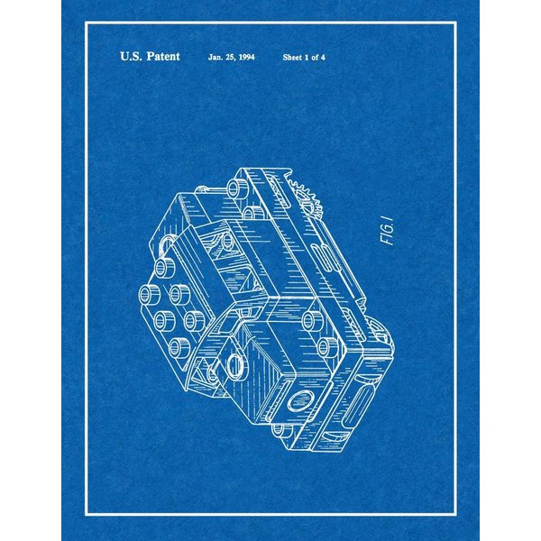 Building Block Toy Locomotive Patent Print Blueprint with Border (5" x 7") M11753