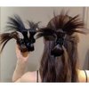 2PCS Messy Bun Hair Piece Claw Clip in Hair Bun Hair Piece Claw Clip in Straight Hair Half Bun Ponytail Extension Chicken Feather Shuttlecock Head Fountain High Ponytail for Women Girls (Dark Brown)