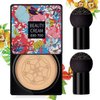 NUIBO Mushroom Head Air Cushion CC Cream, Beauty Cream Exo Too BB Cream, Full Coverage Liquid Concealer Makeup Foundation with Two Mushroom Head Sponges