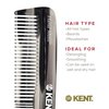 Kent R7T Graphite Double Tooth Hair Pocket Comb, Small Fine/Wide Tooth Comb For Grooming Styling Hair, Beard and Mustache, for Men, Women and Kids. Saw Cut and Hand Polished. Handmade in England