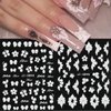 Flower Nail Art Stickers Decals, White Flower Petal Nail Stickers for Nail Art, 5D Embossed Floral Butterfly Design Nail Decals Flower Nails Adhesive Slider for Summer Nail Art Decorations Supplies