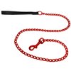 Platinum Pets 3mm Coated Chain Dog Leash with Leather Handle, Candy Apple Red