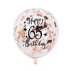 Rose Gold 65th Confetti Latex Balloons, Woman Happy 65 Years Birthday Party Balloon Decoration With Confetti, 12in, 16 Pack