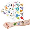 Paper Plane Temporary Tattoos Travel Airplane Party Decorations Favors Supplies Rocket Themed Cute Stickers 10 Sheets 100 PCS Gifts for Baby Girls Boys Class School Carnival