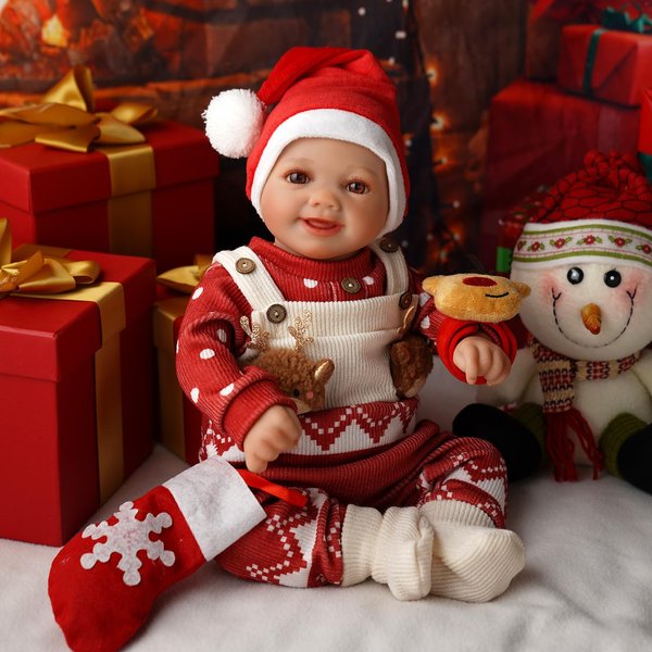 BABESIDE 6 Pcs Reborn Baby Doll Clothes Set for 17-22 Inch Dolls, Christmas Baby Doll Clothes with Baby Doll Overalls and Doll Accessories Set for Realistic Baby Dolls Girls & Boys