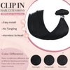 HUAYI Black Clip in Hair Extensions Real Human Hair 22 Inch Jet Black Hair Extensions Clip ins Human Hair Natural Hair Extensions Clip in Full Head 7pcs 70G (22In 7pcs 70g)
