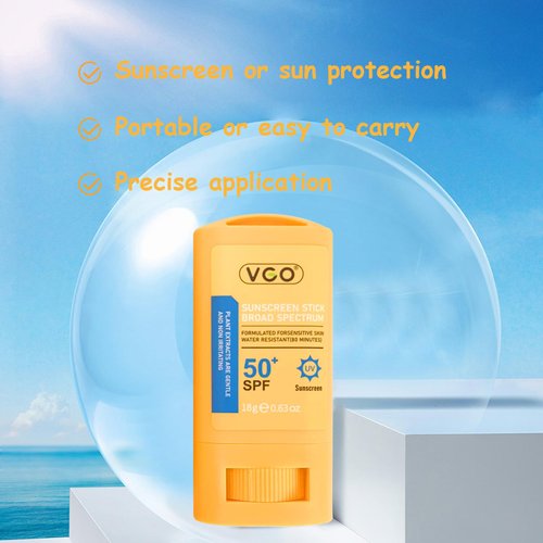 VGO Clear Sunscreen Stick Spf 50+ Provides Broad Spectrum UVA/UVB Protection with a Lightweight Formula - Ideal for Both Face & Body, Equipped with Hands-Free Application Convenience.
