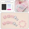 White French Tip Press on Toenails Square Fake Toenails Rhinestone Acrylic Toenails Pink Toe Nails Tips Glitter Powder Toe Nails Fake Nails Summer False Toe Glue on Toenails for Women