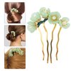 Beaupretty Jade Flower Hair Pins Women Girls Hair Stick Chinese Retro Chignon Pin Hair Chopsticks Hair Styling Hair Making Accessories for Hanfu Costume(Green)