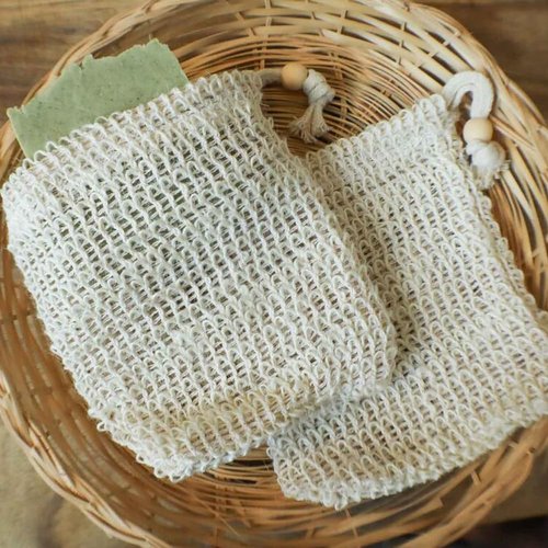 ZILJJ 6 Pieces Soap Bag Natural Sisal Exfoliating Soap Pouch for Exfoliating, Travel, Shower, Scrubber, Foaming - Soap Saver Bag Mesh for Bar Soap (Beige, 4.7" L x 5.5" W