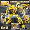 Transforming Building Blocks Set for Adults, Convertible Truck and Robot Building Kit Model, 6 in 2 Building Creative Action Mech Toys Halloween Xmas Gift for Boys and Girls (Yellow)