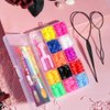 Mini Hair Bands Rubber Bands with Organizer Box, Soft Small Girl Hair Ties, Colorful Baby Rubber Bands Set Hair Tail Tools and Rat Tail Comb for Kid Toddlers, Perfect for Braids, Ponytails Hairstyling