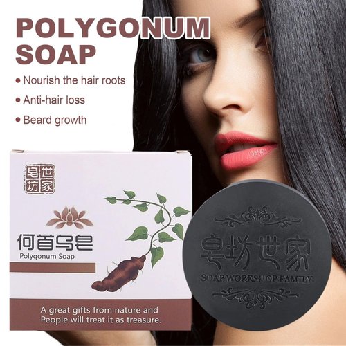 OBRVE 2PCS Darkening Shampoo Bar for Gray Hair,Shampoo Bar Black & Thick Hair Fallopia Shampoo Bar,Deeply Cleanses the Hair