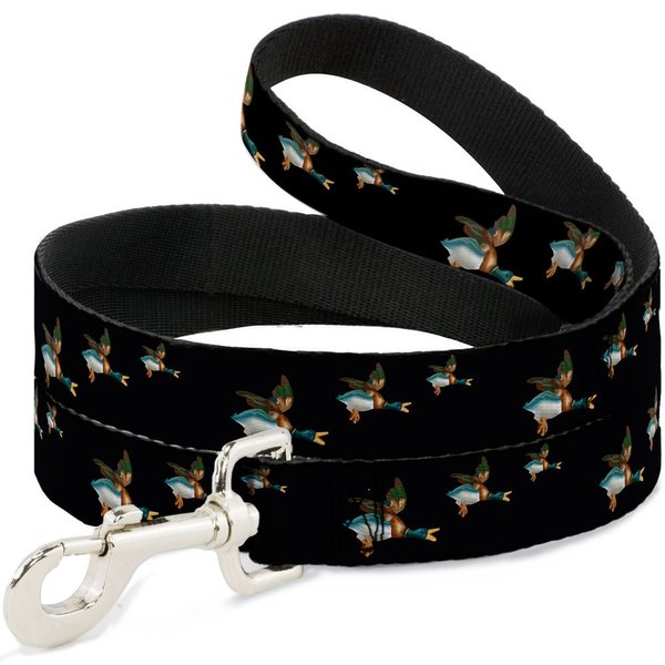 Buckle-Down Pet Leash - Flying Mallards Black - 4 Feet Long - 1" Wide