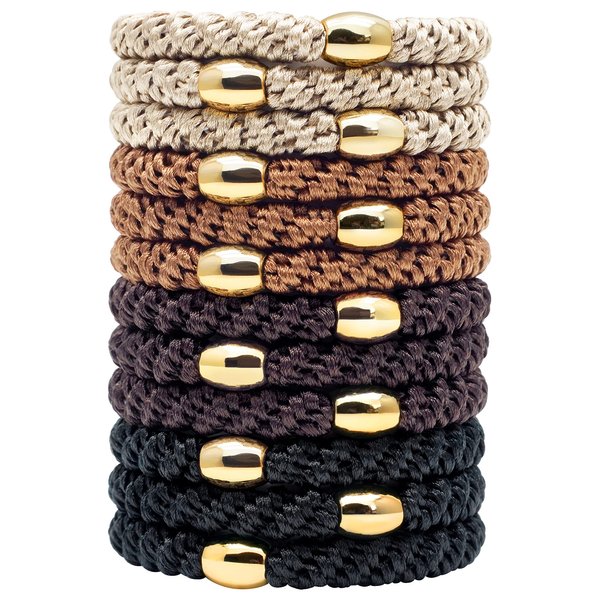 Qooocy Hair Tie Bracelets, Hair Ties for Women Girl, Ponytail Holders for Thick Hair, Superior Strong Stretchy Braided Hair Ties, No Slip Damage Crease Hair Bands-12Pcs, Classic
