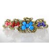 Medium butterfly flower jeweled antique bronze hair claw clip (Primary color: Red)