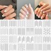 MOLILON 2000 Pieces French Tip Nail Guides French Nail Stickers Nail Art Tips Guides Self-Adhesive French Manicure Strips for Edge Auxiliary Stickers DIY Nail Stencil Tools (45 Design, 48 Sheets)