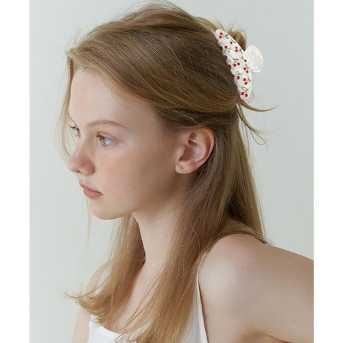 FAUTHENTICUTE Acrylic Hair Clips Claws For Women Rhinestone Red Cherry Thick Hair Hair clips