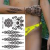 Black Henna Tattoos Stickers Kits, 6 Sheets Lace Indian Henna Temporary Tattoos Mandala Flower Elephant Chain Waterproof Henna Stickers for Women Wedding Party DIY on Body Arm Legs