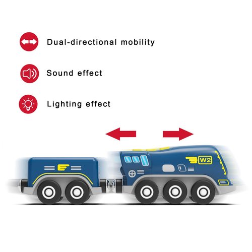 Z MAYABBO Battery Operated Locomotive Train for Wooden Tracks, Powerful Engine Toy Train Vehicle for Railway Track, Science Fiction Train Car Series Fit All Brands Railroad (Battery Not Included)