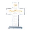 YWHL 50th Wedding Anniversary Religious Cross Gifts for Parents, Laser Engraved Glass Standing Cross Keepsake for Couple, 50 Years of Marriage Cross Present