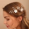 Jumwrit Bridal Flower Hair Comb Rhinestone Pearl Hair Comb Bride Wedding Hair Accessories Hair Pieces for Bridesmaids Women Silver Hair Comb